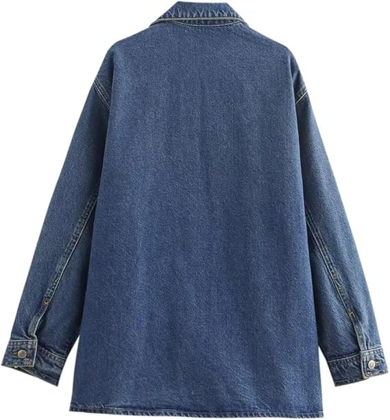 Vsadsau Women European American Lapel Denim Shirt High Waist Denim Pants Pullover Slim Top Button Pant