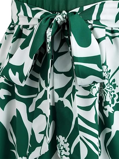 Women's Spring European and American Clothing A Round-Neck Dress with Floral Prints